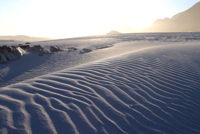 Scenic view of desert against clear sky