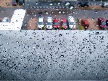 Full frame shot of wet car window