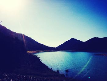 Scenic view of calm sea against clear sky