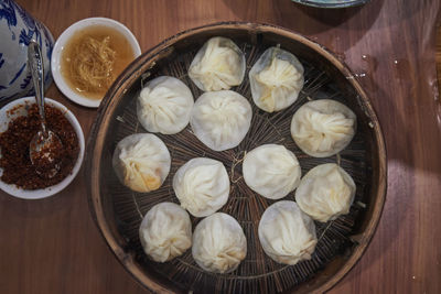 High angle view of food on table