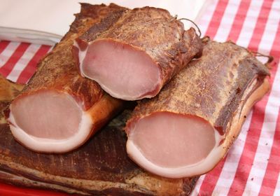 High angle view of meat on table