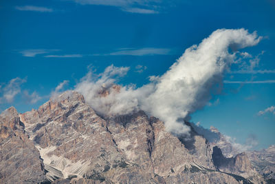 Panoramic view of volcanic landscape against sky