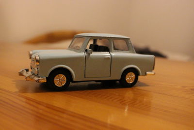 Close-up of toy car on table