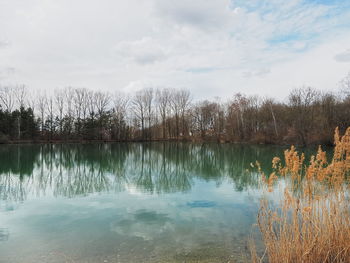 Scenic view of lake against sky