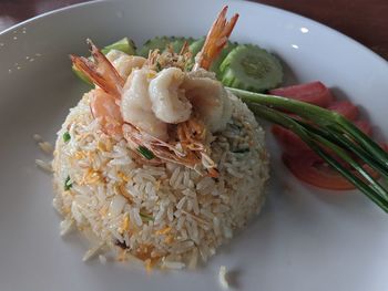 High angle view of meal served in plate