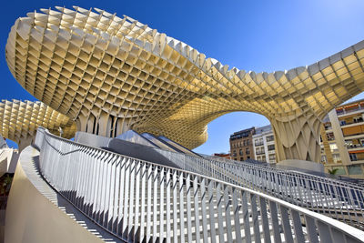 Low angle view of modern building against sky