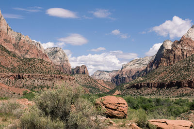 Scenic view of mountains against sky