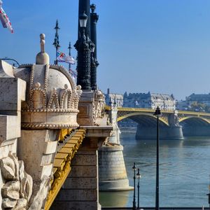 Bridge over river in city