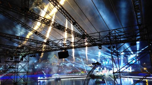 Low angle view of illuminated ceiling