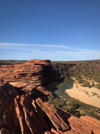 Scenic view of landscape against blue sky