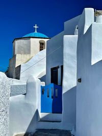 White and blue quaint greek village