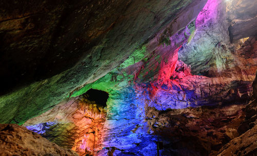 Low angle view of rock formation in cave