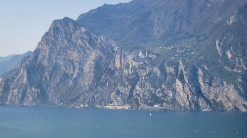 Scenic view of mountains and sea