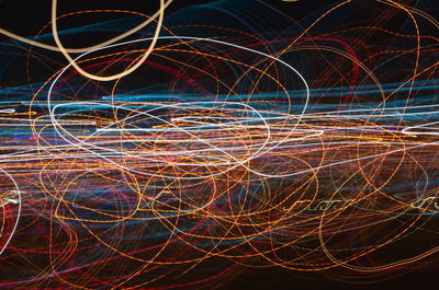 Close-up of light trails at night