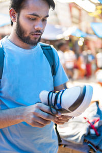 Young man looking away