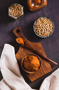 High angle view of food on table