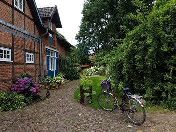 Bicycle against building