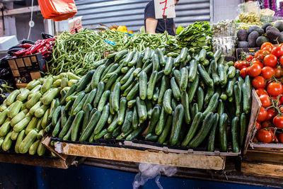High angle view of vegetables for sale