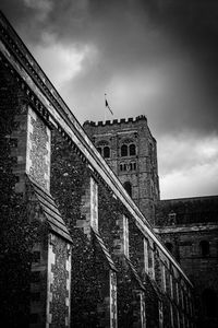 Low angle view of old building against sky