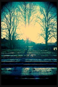 Railroad track at sunset