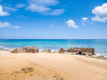 Scenic view of beach against sky