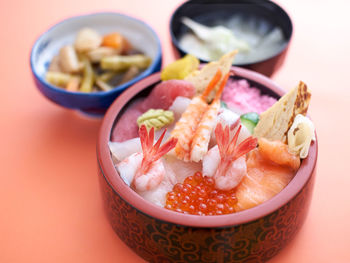 Close-up of seafood in bowl