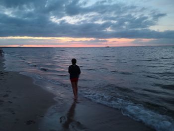 Rear view of man standing on beach