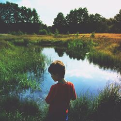 Scenic view of lake against sky