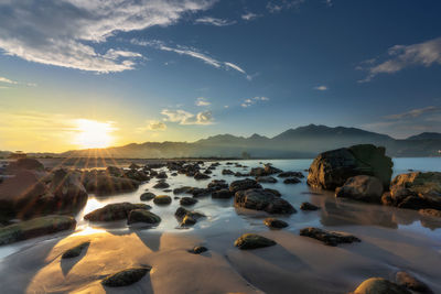 Scenic view of sea against sky during sunset