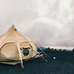 Tent on land against sky mars vulcano