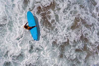 High angle view of person in sea