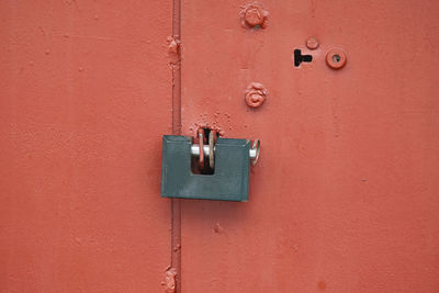 Close-up of door handle on wall