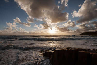 Scenic view of sea against sky during sunset