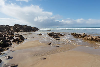 Scenic view of beach against sky