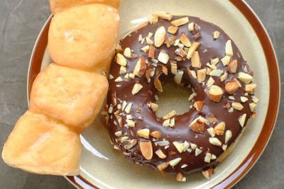 High angle view of dessert in plate