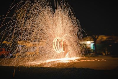 Firework display at night