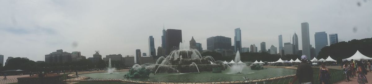 City skyline at dusk