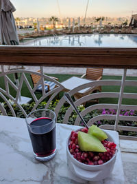 Close-up of fruits served on table