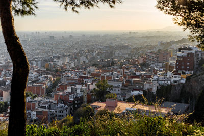 High angle view of townscape against sky