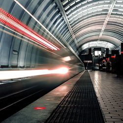 Blurred motion of train in subway