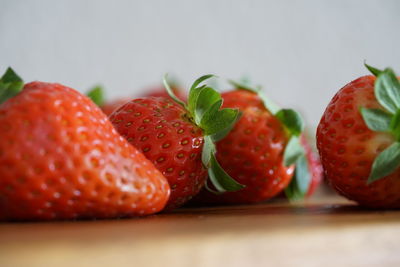 Close-up of strawberries on table