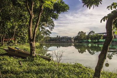 Scenic view of lake against sky