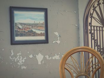 Close-up of window on wall of building