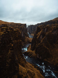 Scenic view of rock formations against sky