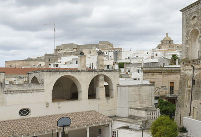 Low angle view of historic building against cloudy sky