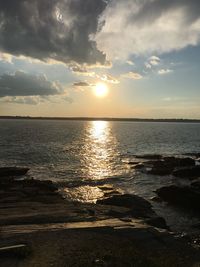 Scenic view of sea at sunset