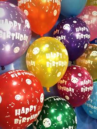 Full frame shot of balloons on wall during birthday