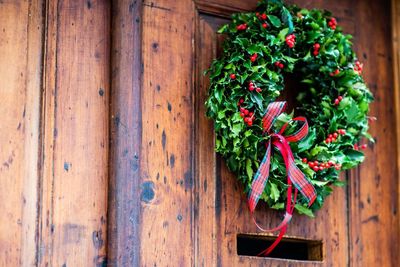 Directly above shot of christmas decorations on table