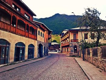 Street leading towards houses in town