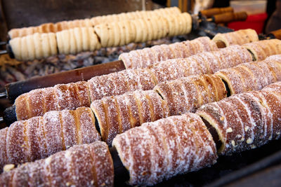 Close-up of food, trdelnik - traditional czech sweet pastry